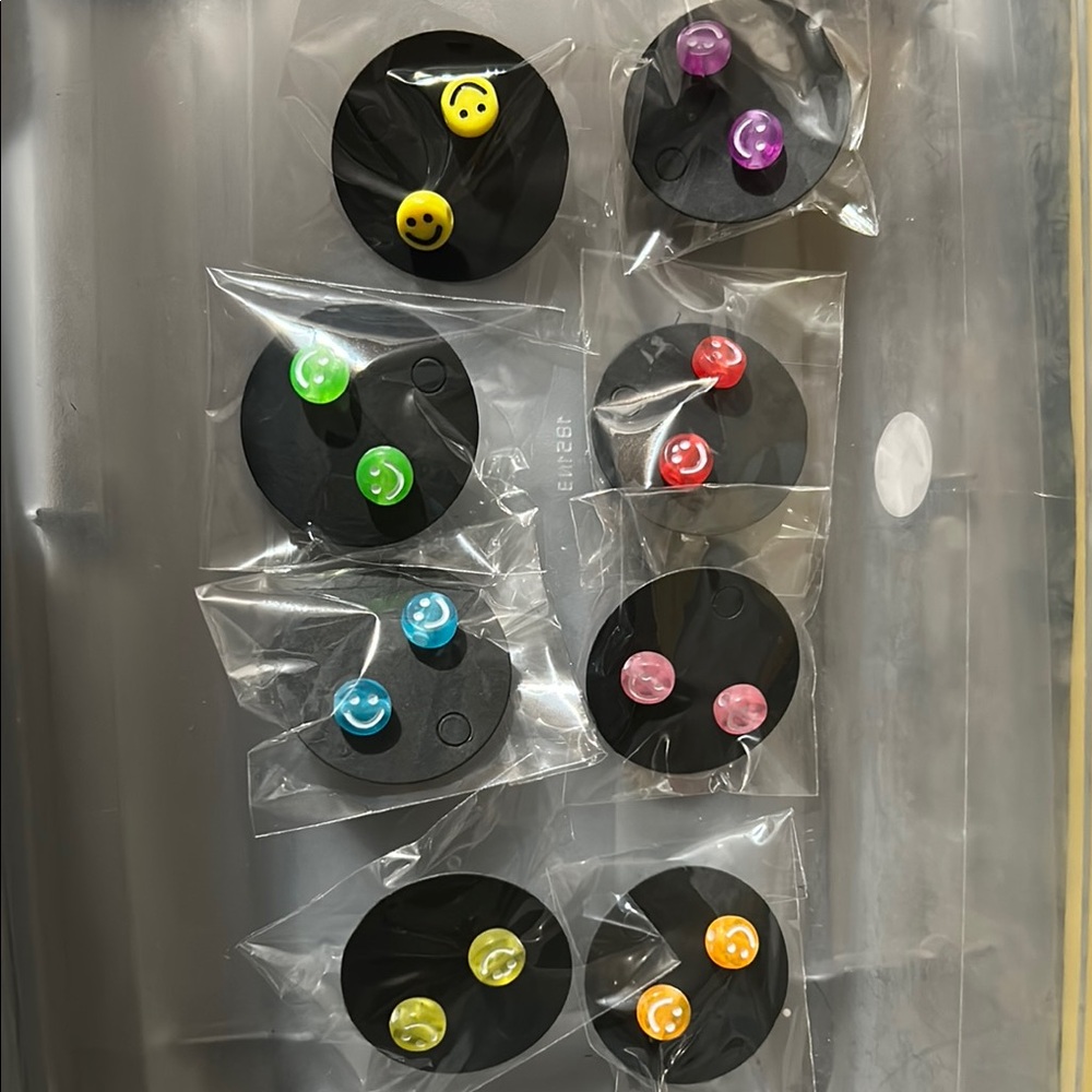 Colorful Smiley Face Stud Earrings Set